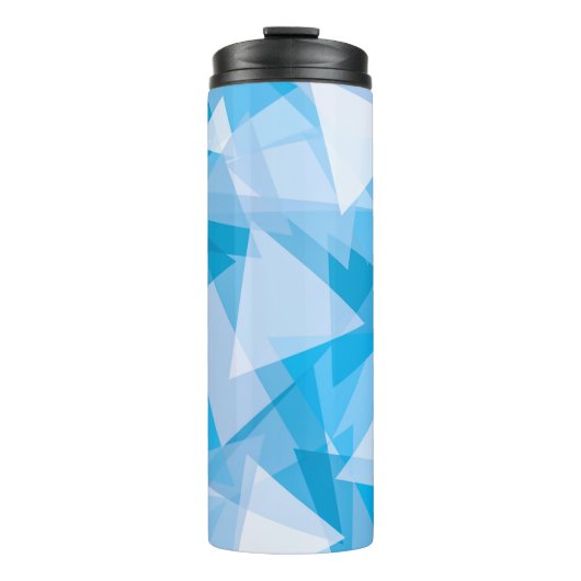 Blue Geometric Triangle Pattern Thermal Tumbler Thermosbeker (Voorkant)