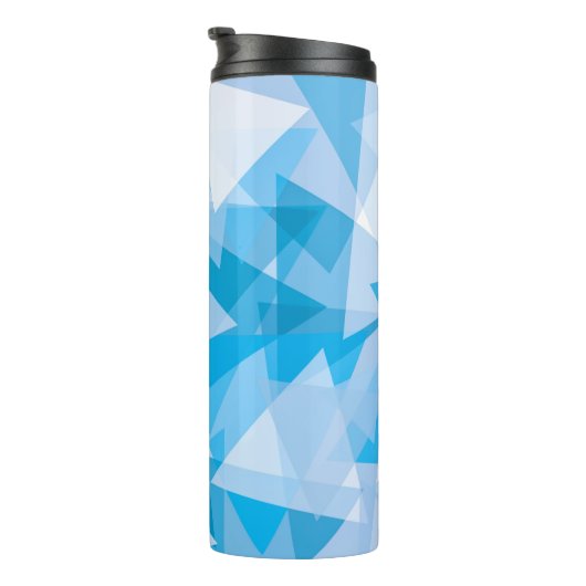Blue Geometric Triangle Pattern Thermal Tumbler Thermosbeker (Geroteerd rechts)