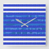 Blue Geometric Vierkante Klok (Voorkant)