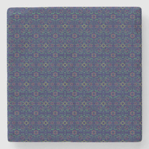 Blue Geometric Yellow Ovals Stone Onderzetter