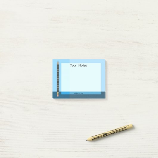 Blue Geometrical Pencil Post It Notes (Op bureau)