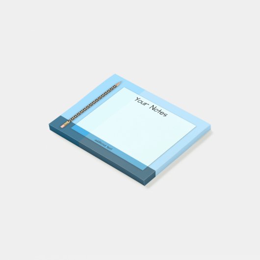 Blue Geometrical Pencil Post It Notes (Schuin)