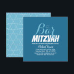 Blue Geometrical White Bar Mitzvah Kaart<br><div class="desc">Joodse feestdagen - Bar Mitzvah Geometrical Invitations</div>