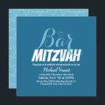 Blue Geometrical White Bar Mitzvah Kaart<br><div class="desc">Joodse feestdagen - Bar Mitzvah Geometrical Invitations</div>