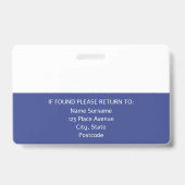 BLUE Gepersonaliseerd het Personeel van het Bedrij Badge (Achterkant)