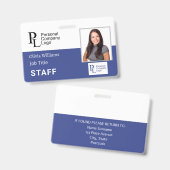 BLUE Gepersonaliseerd het Personeel van het Bedrij Badge (Voor- en achterkant)