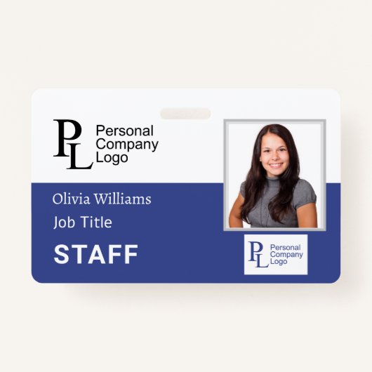 BLUE Gepersonaliseerd het Personeel van het Bedrij Badge (Voorkant)