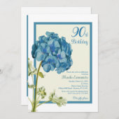 Blue Geranium Birthday Invitation Kaart (Voorkant / Achterkant)