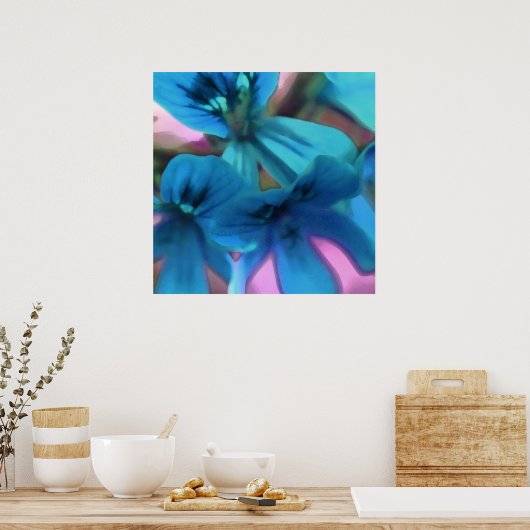 Blue Geraniums Poster (Keuken)