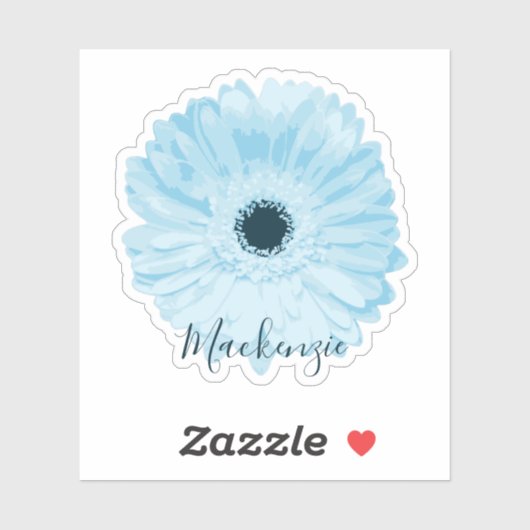 Blue Gerbera Daisy Flower Name Sticker (Vel)