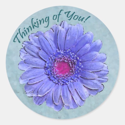 Blue Gerbera Denken aan jou sticker (Voorkant)