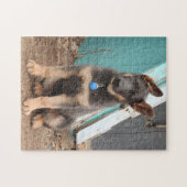 Blue German Shepherd Dog Blauwgroen Wood Legpuzzel (Horizontaal)