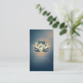 Blue Gglotus en OM Symbol Yoga Instructor Visitekaartje (Staand voorkant)