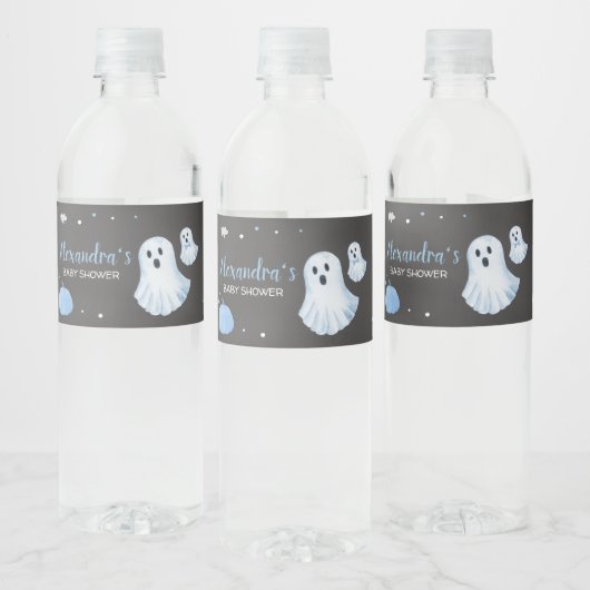 Blue Ghost A Little Boo Baby shower Waterfles Etiket (Flessen)