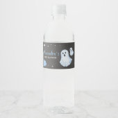 Blue Ghost A Little Boo Baby shower Waterfles Etiket (Voorkant)