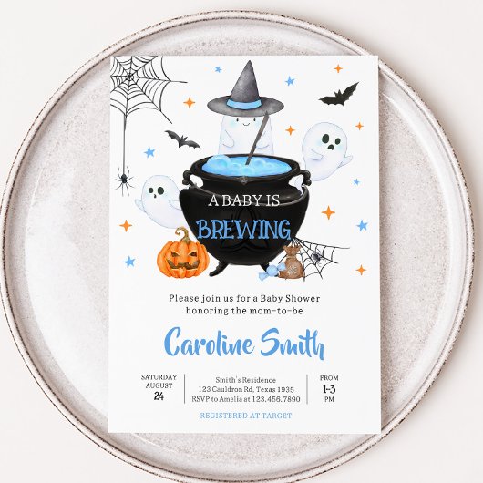 Blue Ghost Halloween Baby gaat Baby shower brouwen Kaart