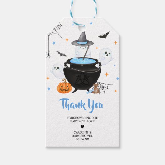 Blue Ghost Halloween Baby is het brouwen van gunst Cadeaulabel (Voorkant)