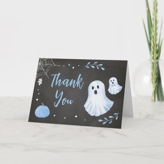 Blue Ghost Halloween Baby shower Bedankkaart (Voorkant)