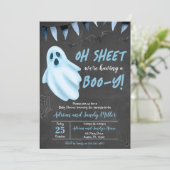 Blue Ghost Halloween Baby shower Kaart (Staand voorkant)