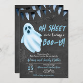 Blue Ghost Halloween Baby shower Kaart (Voorkant / Achterkant)