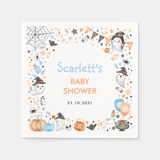 Blue Ghost Halloween Boy Baby shower Favors Servet (Voorkant)