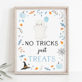 Blue Ghost Halloween Geen Trucs Alleen Treats Teke Poster