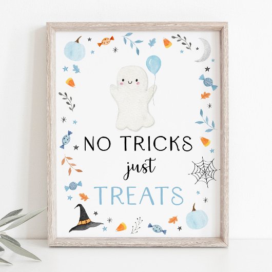 Blue Ghost Halloween Geen Trucs Alleen Treats Teke Poster