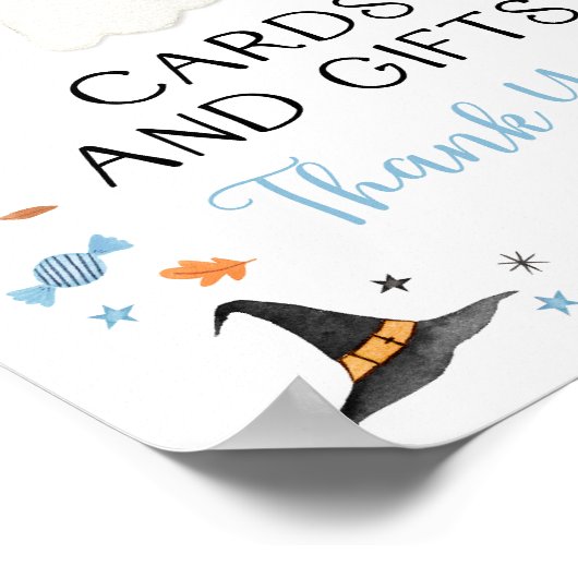 Blue Ghost Halloween Kaarten & Geschenken Feestbor Poster (Hoek)