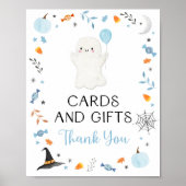 Blue Ghost Halloween Kaarten & Geschenken Feestbor Poster (Voorkant)