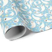 Blue Ghost Halloween-patroon Cadeaupapier (Rol Hoek)