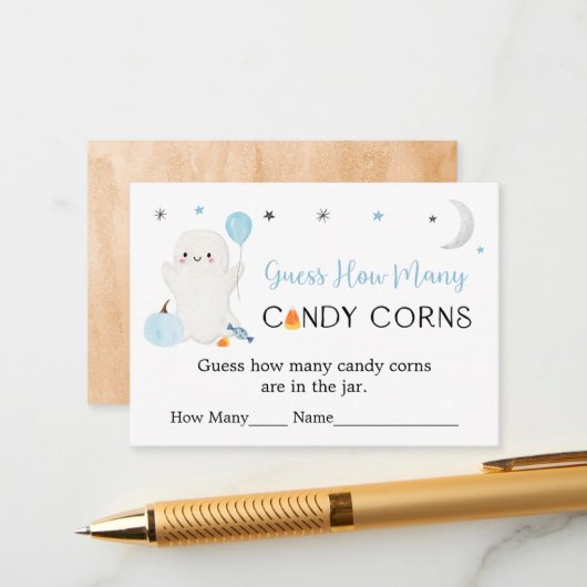 Blue Ghost Halloween Raad hoeveel spel Informatiekaartje (Voorkant / Achterkant in situ)