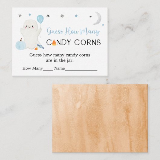 Blue Ghost Halloween Raad hoeveel spel Informatiekaartje (Voorkant / Achterkant)