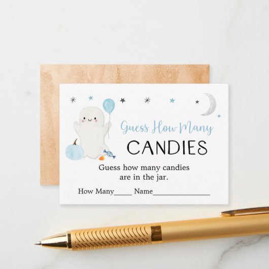 Blue Ghost Halloween Raad hoeveel spel Informatiekaartje (Voorkant / Achterkant in situ)