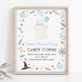 Blue Ghost Halloween Raad hoeveel spel Poster