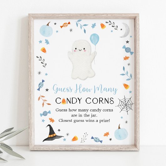 Blue Ghost Halloween Raad hoeveel spel Poster