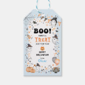 Blue Ghost Happy Halloween Boy Birthday Party Cadeaulabel (Voorkant)