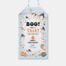 Blue Ghost Happy Halloween Boy Birthday Party Cadeaulabel