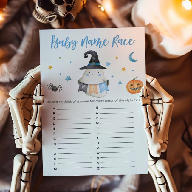 Blue Ghost Little Boo Baby naam racespel (Little Boo Baby Shower Baby Name Race Game)