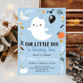 Blue Ghost Little Boo Second Birthday Kaart