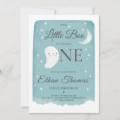 Blue Ghost Little Boo Verjaardagsfeestje Halloween Kaart (Voorkant)