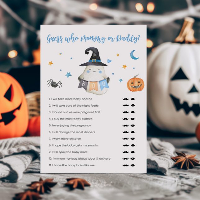 Blue Ghost LittleBoo Raad eens wie mama of papa sp (Little Boo Baby Shower Guess who Mommy or Daddy Game)