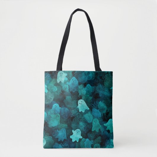 Blue Ghosts Halloween Tote Bag (Voorkant)