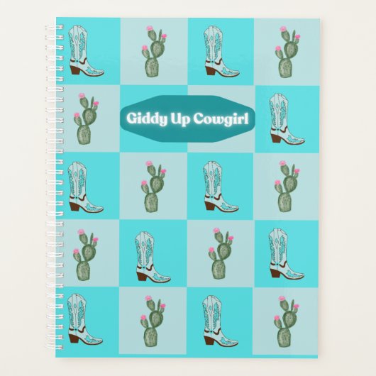 Blue Giddy Up Cowgirl Planner (Voorkant)