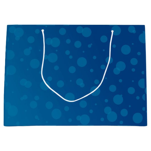 Blue gift bag with white polka dots groot cadeauzakje (Voorkant)