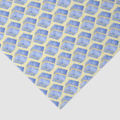 Blue Gift Box With Yellow Ribbon Tissue Paper Tissuepapier (Detail)