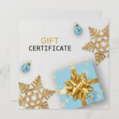 Blue Gift Gold Snowflakes kerstcadeaukaart (Voorkant / Achterkant)
