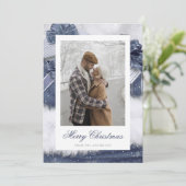 Blue  Gift Snow-fotokerstkaarten Feestdagenkaart (Staand voorkant)