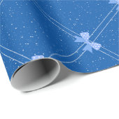 Blue Gift, White Polka Dots & Blue Bow Pattern Cadeaupapier (Rol Hoek)