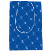 Blue Gift, White Polka Dots & Blue Bow Pattern Medium Cadeauzakje (Voorkant)