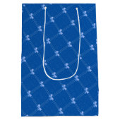 Blue Gift, White Polka Dots & Blue Bow Pattern Medium Cadeauzakje (Achterkant)